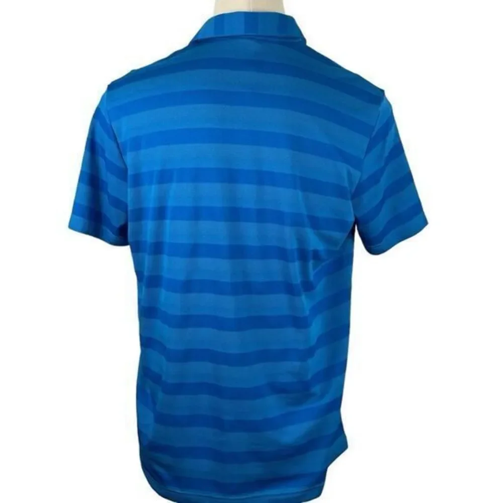 Men's Adidas Polo 2-Tone Blue Striped‎ ClimaLite Polo XL